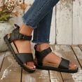 thumbnail image 4 of Rokment Cork Footbed Flat Sandals for Women 2026 Beach Summer Comfortable Leather Orthopedic Platform Fisherman Walking Sandals Black Size 6.5, 4 of 6