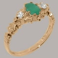 thumbnail image 2 of LBG British Made 9k Rose Gold ring with Natural Emerald & Diamond Womens Anniversary Ring - 33 size options - Size 11.25, 2 of 9
