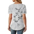 thumbnail image 6 of Women's Shirts Fashion Spring Floral Print T-Shirts Short Sleeve Plus Size Pullover for Women Round Neck Pullover Chest Pleated Casual Top, 6 of 6