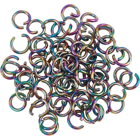 100pcs Stainless Steel Jump Rings Vacuum Plating Jump Rings Rainbow Color Finger Jump Ring for Bracelet Earrings Necklace Jewelry Making 5x0.8mm Colorful