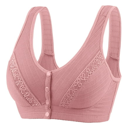 GENGING Tween Bras Women s Over Size Wireless Bras for Women Bra Breathable Pattern Push-up Front Button Elegant Underwear Bra