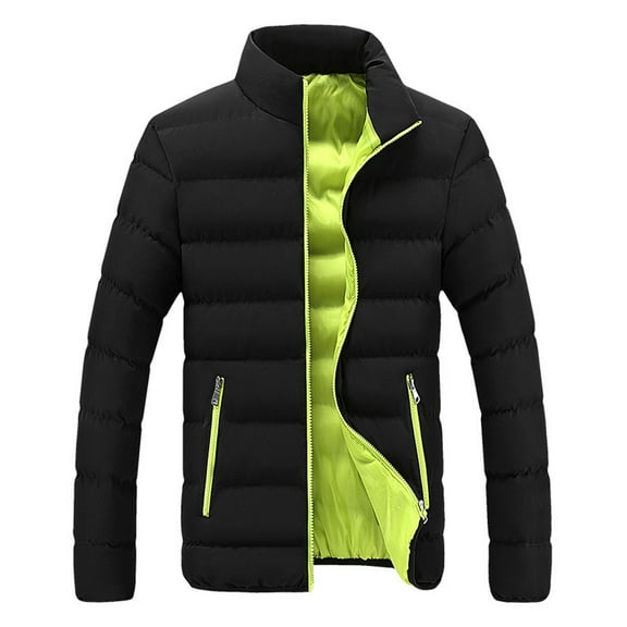 tklpehg Jackets for Men Trendy Long Sleeve Coat Winter Warm Slim Fit Thick Bubble Coat Casual Jacket Outerwear Green XXXL