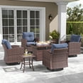thumbnail image 5 of Layinsun 7 Pieces Patio Furniture Set with Swivel Chairs, Rattan Wicker Rocking Glide Chairs with 44" Propane Gas Fire Pit Table Conversation Set, 5 of 8