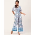 thumbnail image 2 of Moomaya Women's Printed Jumpsuit, V-Neck Sleeveless Wide Leg Loose Boho Style Jumpsuits, 2 of 9