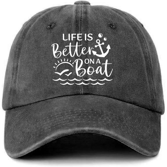 Funny Sailor Hats Life is Better on A Boat Printed Cotton Adjustable Baseball Caps