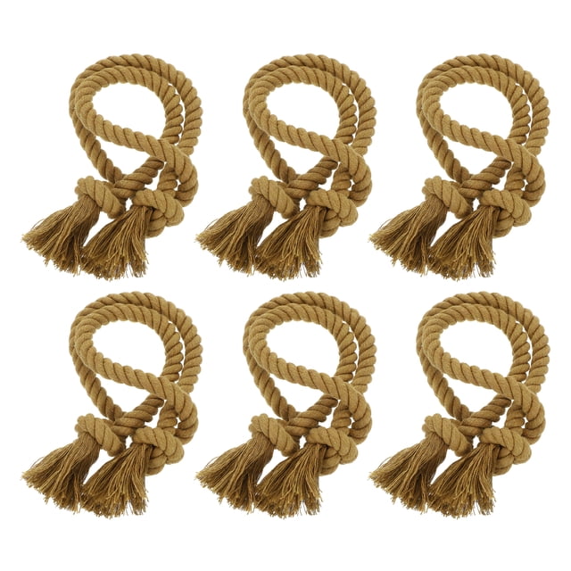 6Pcs Sujetadores de cortina de cuerda, 30" Sujetador de cortina de borlas de poliéster, Marrón claro