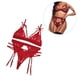 thumbnail image 2 of Conjunto de ropa interior de encaje floral de 3 piezas para mujer, sujetador sexy, bragas, liguero, rojo vino, M AweSitey XX000052-14, 2 of 7