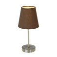 thumbnail image 1 of Lampe de Table Basique Nickel Sable avec Abat-Jour Marron, 1 of 1
