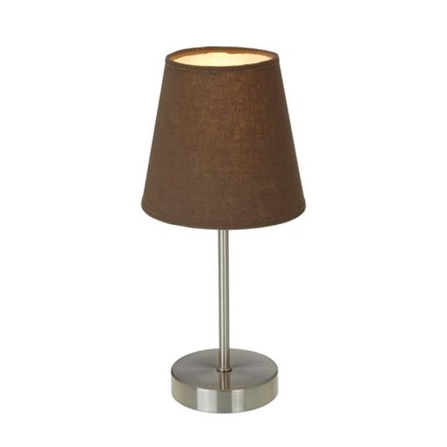 Lampe de Table Basique Nickel Sable avec Abat-Jour Marron