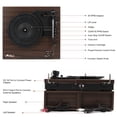 thumbnail image 3 of LP&No.1 Bluetooth Vinyl Record Player with External Speakers, 3-Speed Belt-Drive Turntable for Vinyl Albums with Auto Off and Bluetooth Input,Dark Brown Wood, 3 of 8