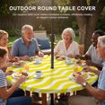 thumbnail image 3 of Round Outdoor Tablecloth with Umbrella Hole and Zipper, Yellow Moire Tablecloth with Elastic Waterproof, Water Ripple Stripe Farmhouse Patio Table Covers for 36" - 44" Picnic Pool Tables, 3 of 9
