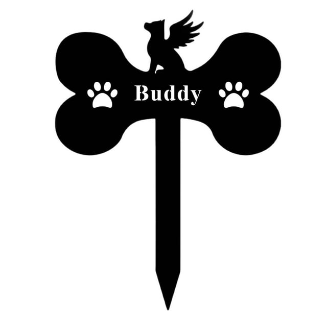 Pet Memorial Garden Stake Bone Shaped Acrylic Keepsake For Be Loved Dogs (16.5x22cm) Weathe Rproof Tri Bute De Cor