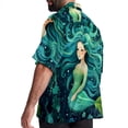 thumbnail image 3 of Mermaid Men's Short Sleeve Spread Collar Hawaiian Shirts, Casual Printed Button Down Summer Beach Tops, Unisex Men's Shirts, 3 of 6