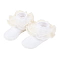 thumbnail image 5 of Girls Pearl Lace Ruffle Mid‑Calf Socks, Baby Toddler Princess Frilly Socks, Soft Cotton‑Blend Kids Dress Socks for Little Girls Party Daily Dress‑up, 5 of 6