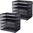 thumbnail image 2 of EASEPRES 5 Slot Mesh Desk Organizer Tray, File Paper Letter Folder Holder Desktop Paper Sorter Mail Organization Rack Storage Accessories, for Office Home School Classroom, Black, 2 Pack, 2 of 4