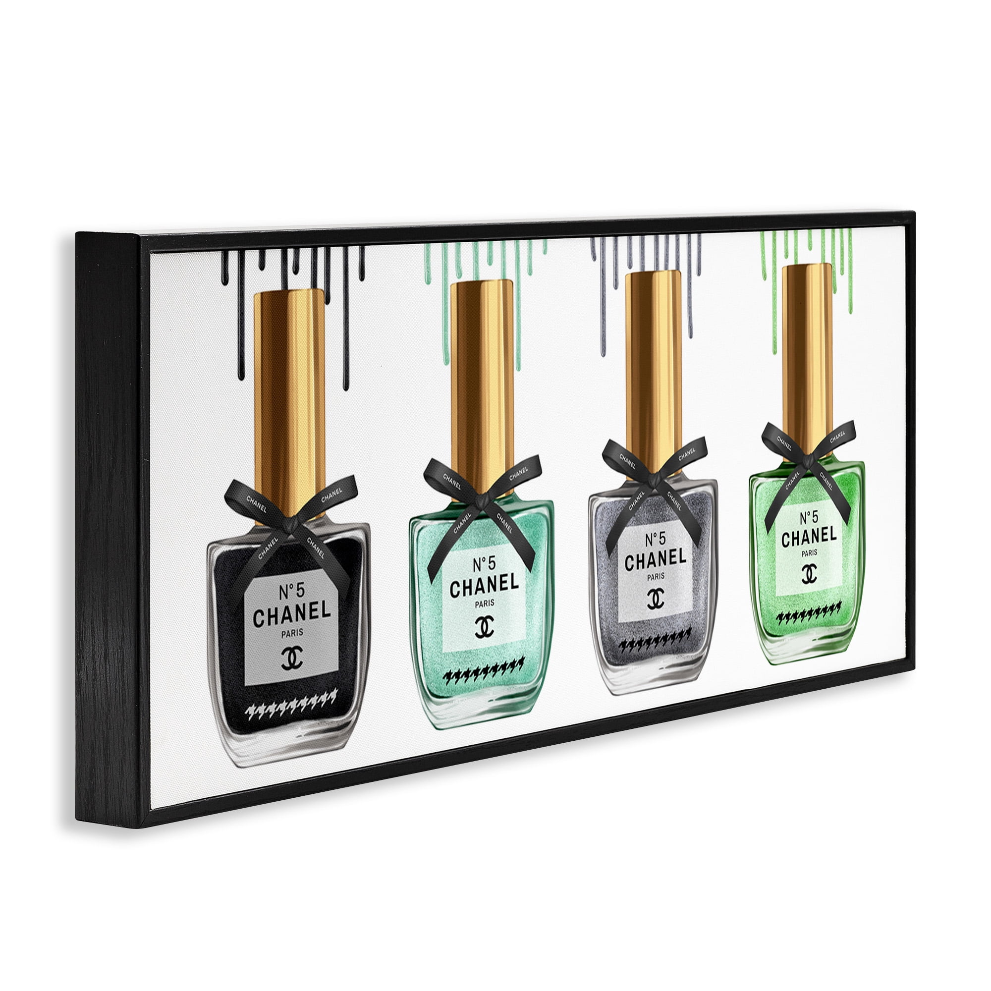 Stupell Industries Makeup Collection Nail Polish Beauty & Fashion Painting Black Framed Art Print Wall Art, 30 x 13