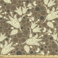 thumbnail image 1 of Floral Fabric by the Yard Upholstery, Flowers on a Background of Big or Smaller Circles, Decorative Fabric for DIY and Home Accents, Pastel Yellow Cocoa by Ambesonne, 1 of 5