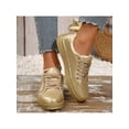 thumbnail image 5 of Stylish Women’s Low Top Canvas Sneakers Gold Walking Casual Comfortable Daily Wear Round Toe Flat Bottom, 5 of 6