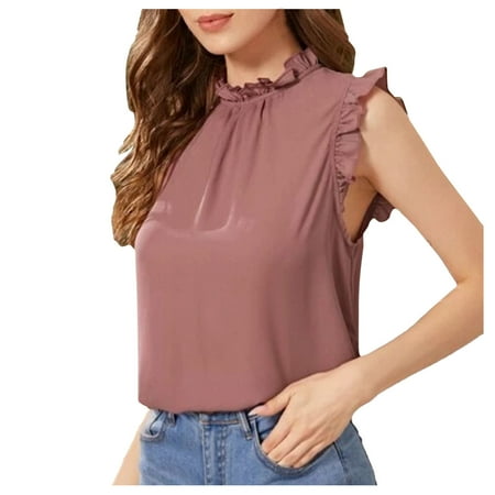 

HSMQHJWE Womans Tops Womens T Shirts Multiple Pack Tops For Women Ruffle Edge Daily Fashion Tops Blouse Scrub Top Long Sleeve