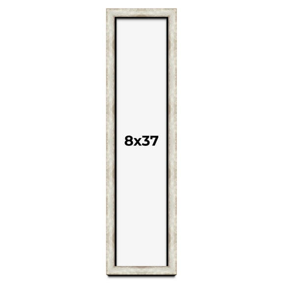 8x37 Shadow Box Frame Silver | 1.625 Inches Deep Real Wood Contemporary Shadowbox Display Frame |