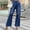 Dark Blue, variant on HUPOM Womens Wide Leg Pants Casual Pants Carpenter Mid Waist Rise Full Slim Straight Dark Blue S