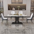 thumbnail image 5 of SUMDEAL Uptown 7 Piece Adult Modern Faux Marble Dining Table with Chair White/Gray, 5 of 9