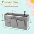 thumbnail image 2 of Gray Cotton Linen Bedside Caddy Organizer – 14.57in Hanging Storage with Multi-Pockets for Bunk Bed, Dorm & Bedroom, 2 of 6