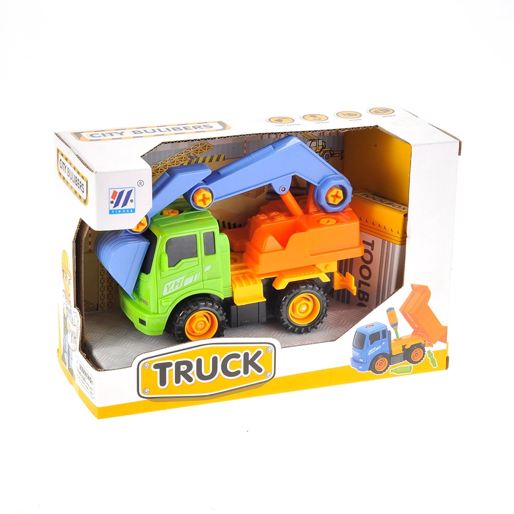 PlayWorld Toolbench Time! Take-A-Part Excavator Truck Set - Yellow