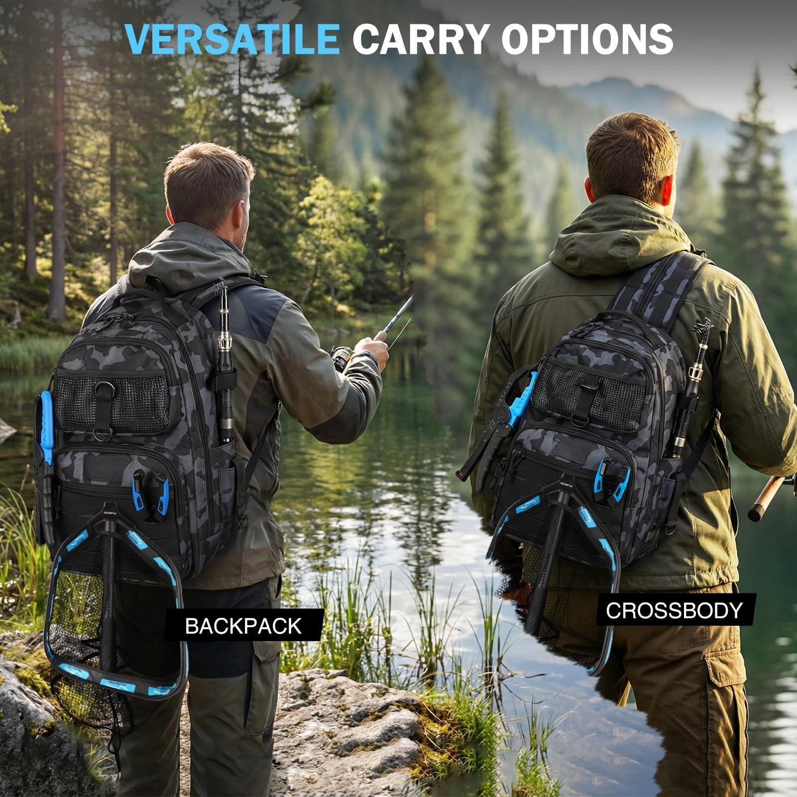 Fishing Backpack With Gear Net  Waterproof Tackle Rod Holders Box Lures Tools Pliers & Accessories Fish Gifts For Men