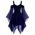 thumbnail image 1 of Robe Patchwork en Chiffon pour Femmes Style Rétro Couleur Unie Manches Trompette Longue Robe de Jeu de Rôle Longueur Vintage Médiévale Robe Gothic pour Femmes (Taille : 3TG), 1 of 5