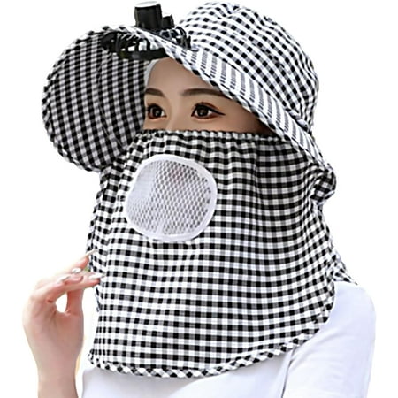 

Wewean Summer Sun Hat with Fan Rechargeable Sunhat Women Sun Hat with Face Front Cover USB Rechargeable Fan Foldable Cap Q1243