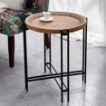 thumbnail image 3 of Tcbosik 21.5" Round Sofa Side Table, Rustic End Table with Wood Top and Metal Frame for Small Space, Living Room, Bedroom, Black & Brown, 3 of 8