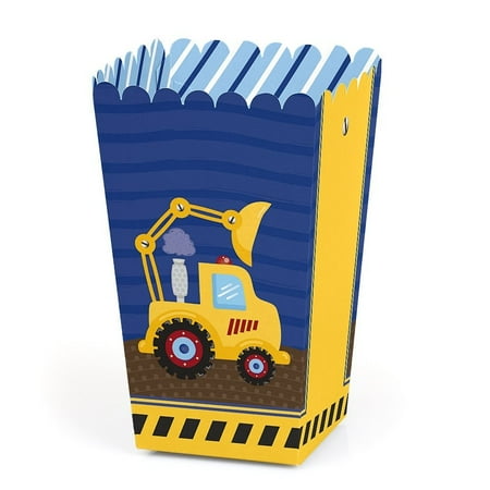 - Construction Truck - Baby Shower or Birthday Party Favor Popcorn Treat Boxes - Set of 12