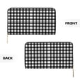 thumbnail image 3 of Leather Thin Slim Wallets for Women Men - Black white Buffalo Plaid Clutch Card Wallet for Women Men with Zipper, 3 of 7