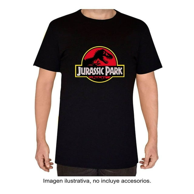 Playera Jurassic World para Hombre, de Algodón Manga Corta Diseño Logo Clásico Negro Talla EG