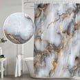 thumbnail image 4 of Marble White Yellow Shower Curtain Set - Extra Long 72" x 96" Washable Bathtub Curtain with 12 Hooks, Modern Art Ink Painting Waterproof Fabric Stall Shower Curtains for Bathroom/Bathtub Décor, 4 of 6