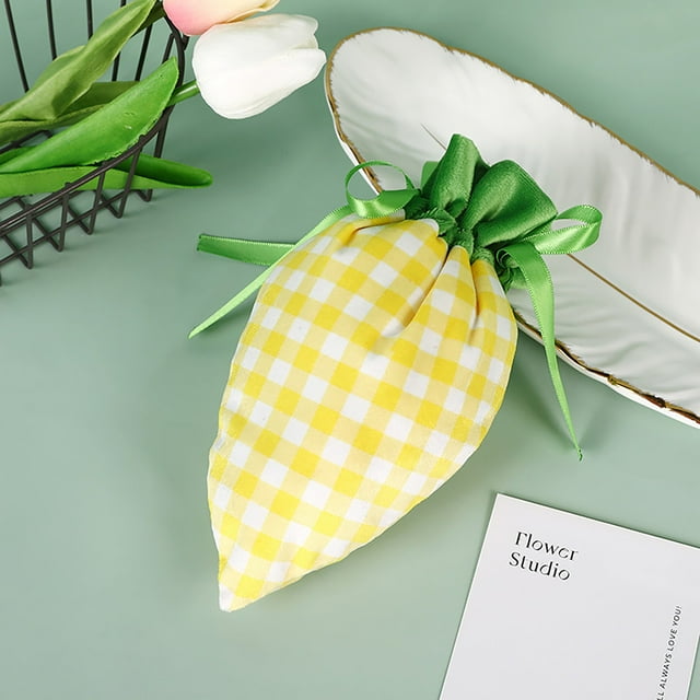 Easter Basket Easter Gift Bags Egg Hunt Bags Easter Egg Bunny Carrot Bag Party Candy Bag Gift Packaging Bag Easter Treat Bags Tote Bags for Kids (Yellow)