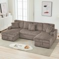 thumbnail image 2 of Convertible Sleeper Sofa with Storage Chaise, USB & Type-C Charging Ports, Pull-Out Bed, Soft Corduroy, Wooden Frame,for Living Room, 2 of 8