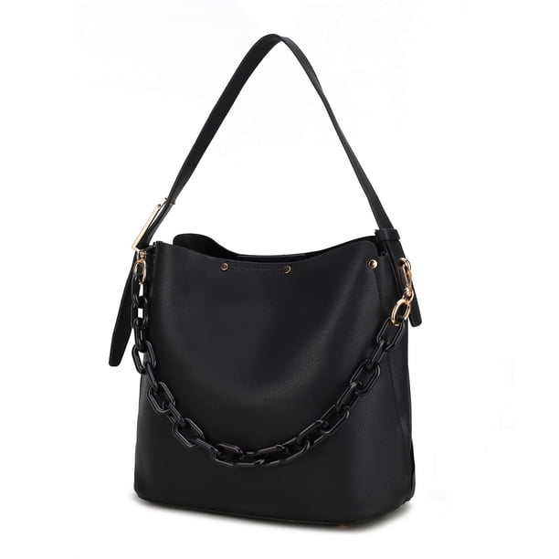 Bolso hobo MKF Collection By Mia K. Chelsea de piel vegana tono dorado