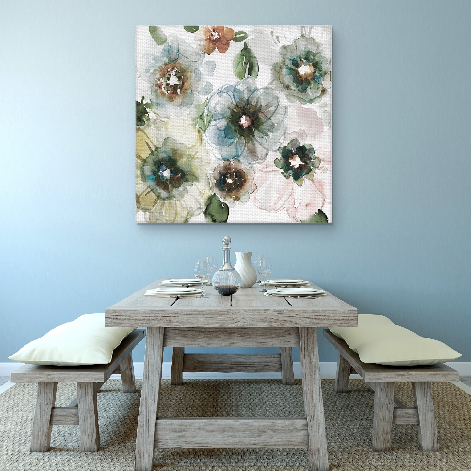 Masterpiece Art Gallery Blooming of Spring II Soft Watercolor Flowers by Carol Robinson Canvas Art Print 30" x 30"