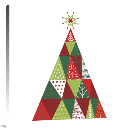 Global Gallery's 'Geometric Holiday Trees I' By Michael Mullan Stretched Canvas Wall Art