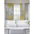thumbnail image 6 of Yellow Gray Floral Semi Sheer Window Curtains 54 Inches Long, Farmhouse Retro Abstract Flowers Art Rod Pocket Voile Silky Chiffon Curtain Light Filtering Drapes for Living Room, 52"x54", 2 Panels, 6 of 9