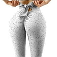 thumbnail image 3 of YUEHUA Women's High Waist Bow-Tie Yoga Leggings, Tummy Control Butt Lifting Printed Pants, Stretchy Compression Workout Tights with Waist Cutout, 3 of 5