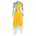 thumbnail image 3 of iixpin Robe de Danse Liturgique pour Femmes à Imprimé Floral, Costume de Louange, Robe de Danse de Salon, Jaune, M, 3 of 6
