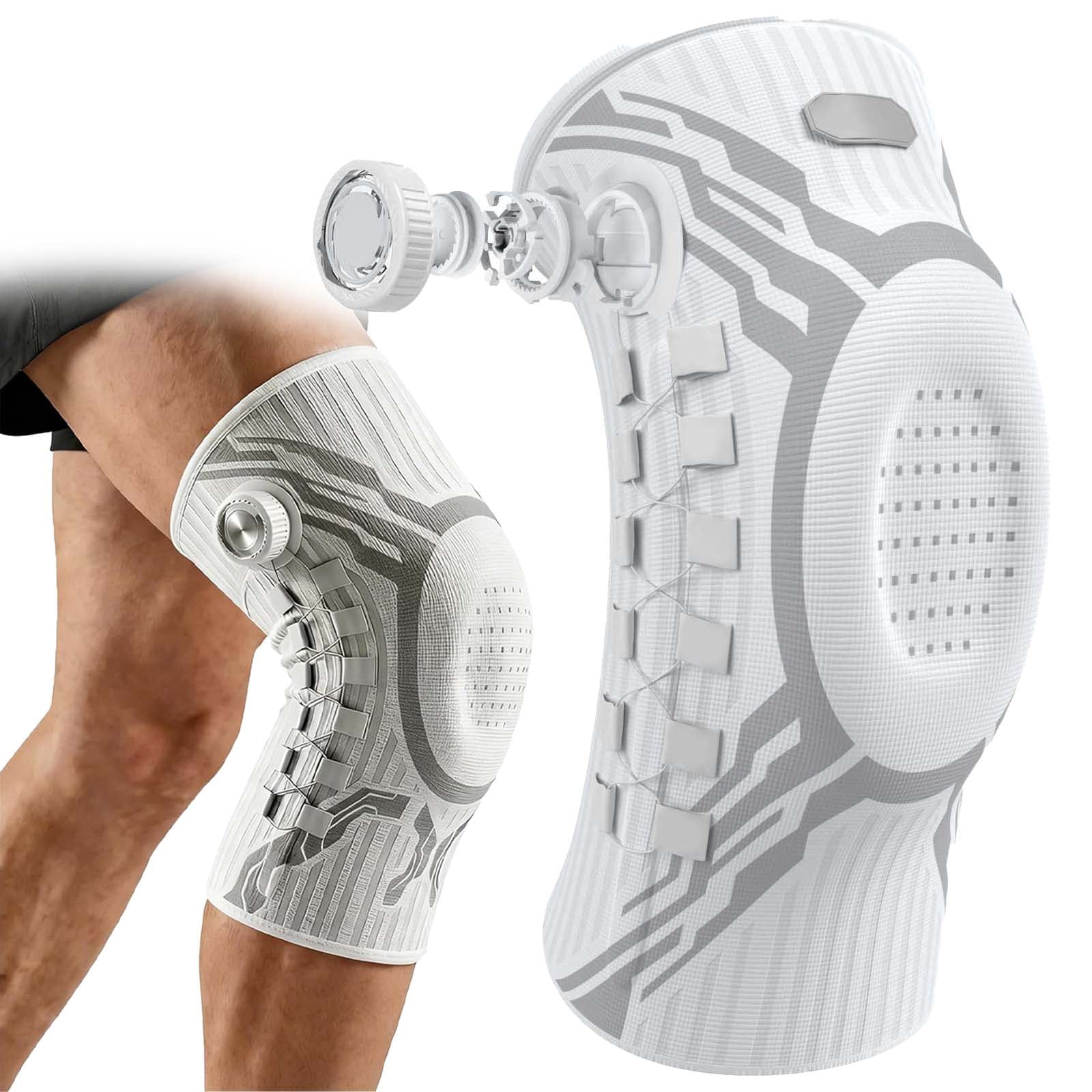 PeakFlex Knee Brace, Micro-Adjust Dial, Adjustable Compression Knee Support Brace for Men & Women, Breathable Anti-Slip Knee Stabilizer for Running, Workout, Hiking & Gym