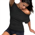 thumbnail image 2 of Tops de Verano con Hombros Descubiertos para Mujer, Camisetas para Salir, Top Corto Sin Mangas, Ropa de Moda, Conjuntos de 2025 Negro L, 2 of 9