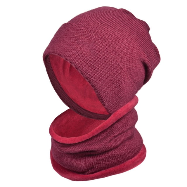 Neckerchief Set Solid Color Warm Unisex Hat Supplies Plush Knit Hat For Winter