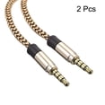 thumbnail image 3 of 2 Pack Aux Cable 3.5mm Male to Male Nylon Braided 10Ft 4 Pole Hi-Fi Stereo Sound Auxiliary Cord Gold, 3 of 7