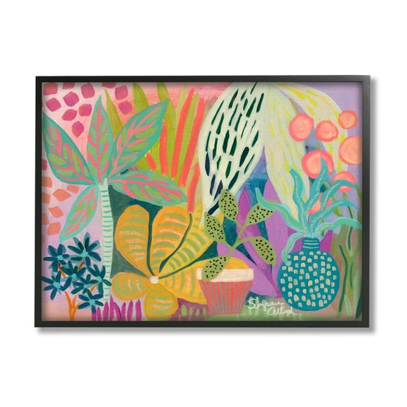 Stupell Industries Modern Plants Abstract Shapes Botanical & Floral Painting Black Framed Art Print Wall Art