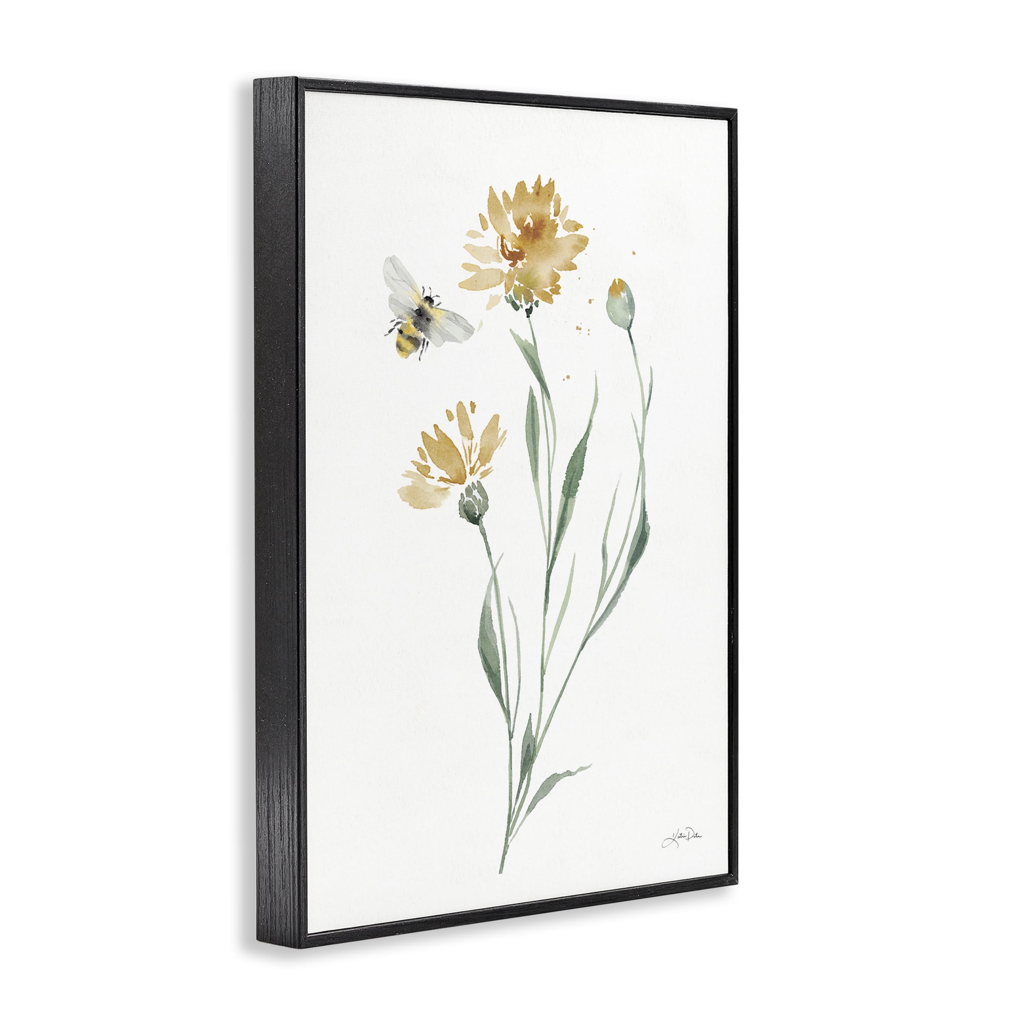 Stupell Industries Wild Honeybloom Flowers Botanical & Floral Painting Black Framed Art Print Wall Art, 16 x 24